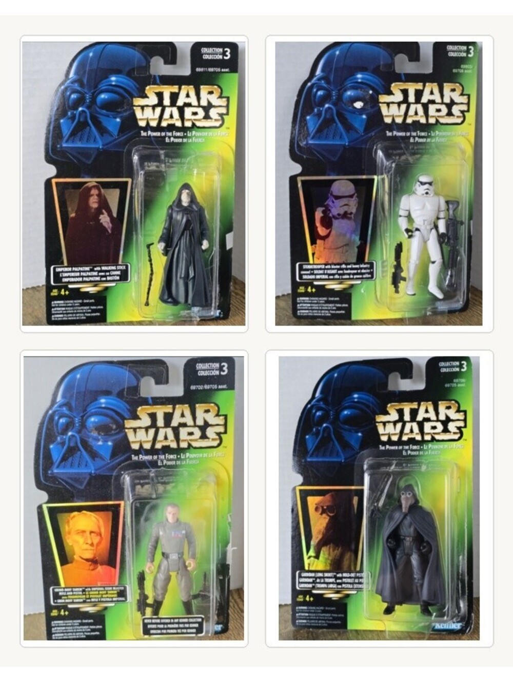 1990's Kenner Star Wars POTF2 Collection 3 Opened Carded Action Figures Lot of 4